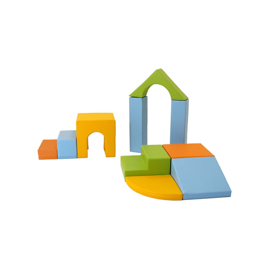 Soft Play 10 vaahtomuovipalikan setti - Vaalea monivärinen
