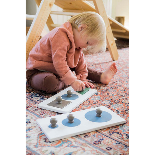 Solid Montessori Wood Shape Puzzle - Triangle, Circle, and Square - Kotikauppa