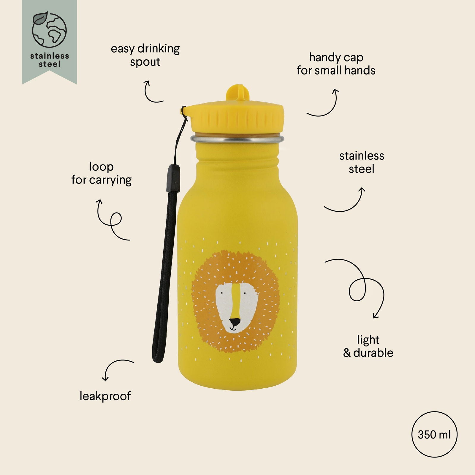 Stainless Steel Bottle 350 ml - Mr Lion - Kotikauppa