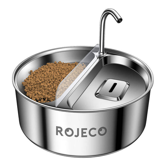 Stainless Steel Pet Water fountain & Feeder 2in1 3.2l Rojeco - Kotikauppa