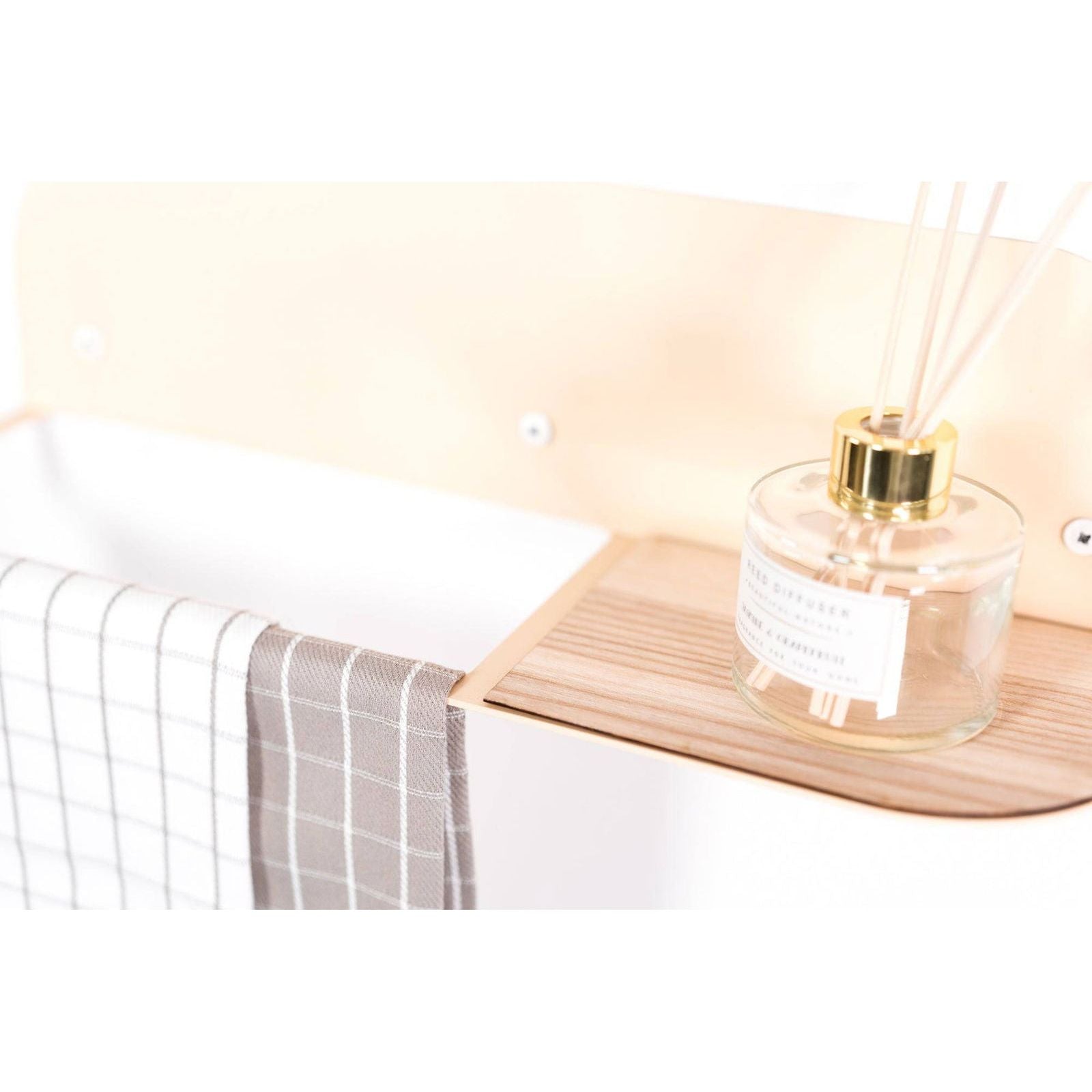 Steel & Wood Towel Rack - Beige - Kotikauppa