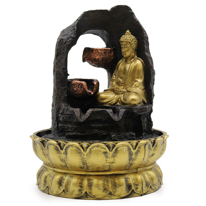 Suihkulähde  -Kultainen meditoiva Buddha (30cm) - Kotikauppa