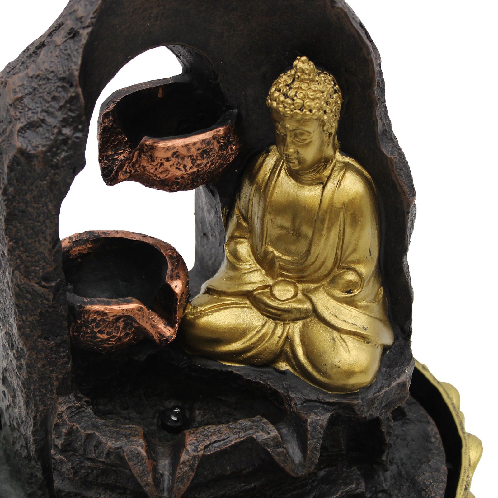 Suihkulähde  -Kultainen meditoiva Buddha (30cm) - Kotikauppa