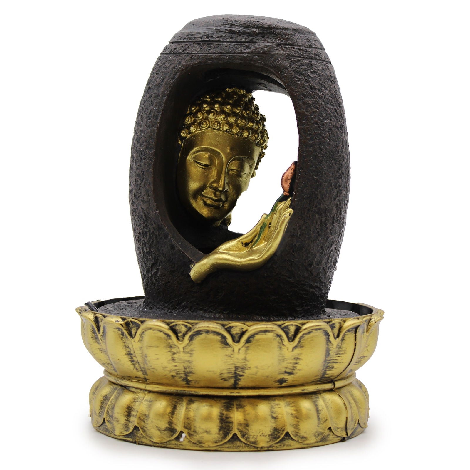 Suihkulähde -kultainen Buddha ja Vitarka Mudra (30cm) - Kotikauppa