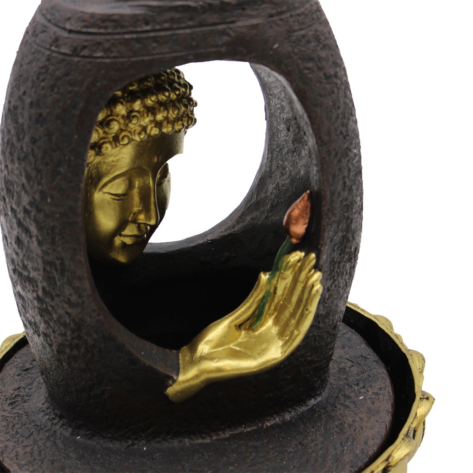 Suihkulähde -kultainen Buddha ja Vitarka Mudra (30cm) - Kotikauppa
