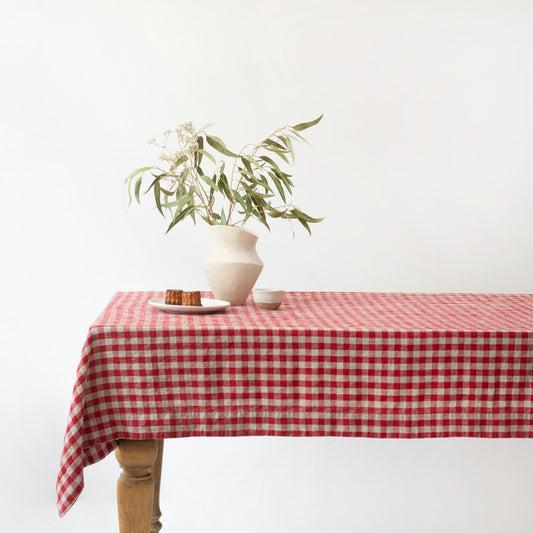 Suorakaiteen muotoinen Pellavapöytäliina - Red Gingham