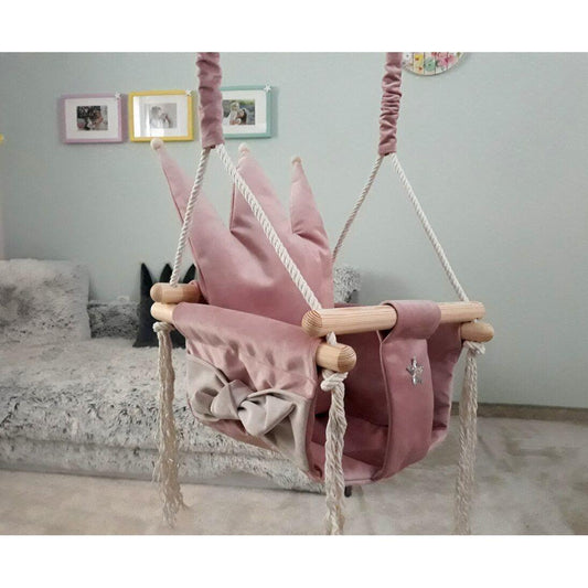 Swing with Crown Shaped Cushion - Dusty Pink - Kotikauppa