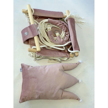Swing with Crown Shaped Cushion - Dusty Pink - Kotikauppa