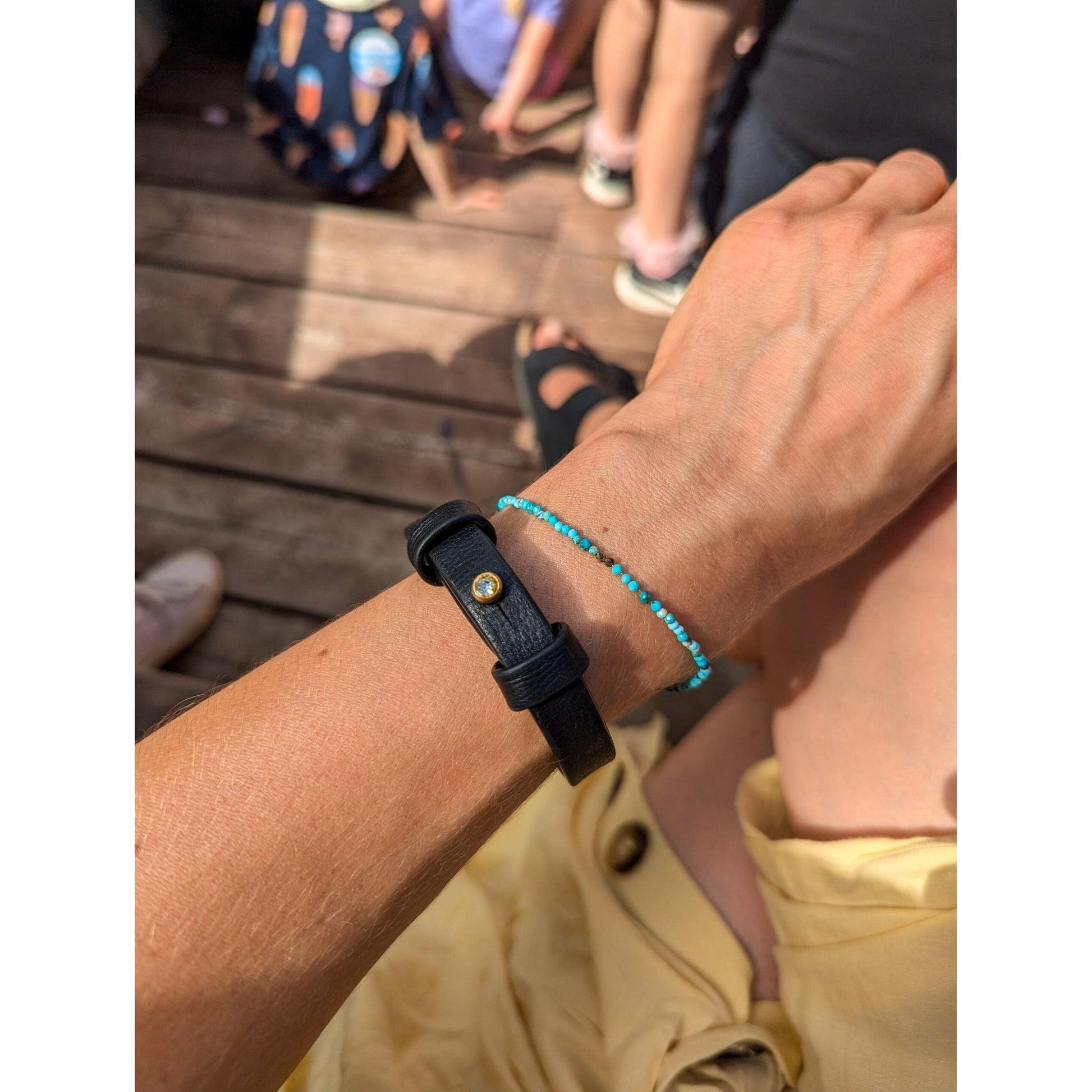 Leather Bracelet With a Brass Fastener in Black