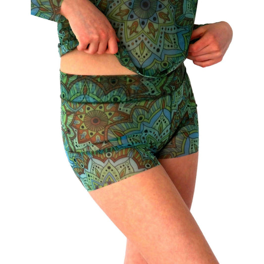 Tan-Through Mini Leggings – Green Mandala - Kotikauppa
