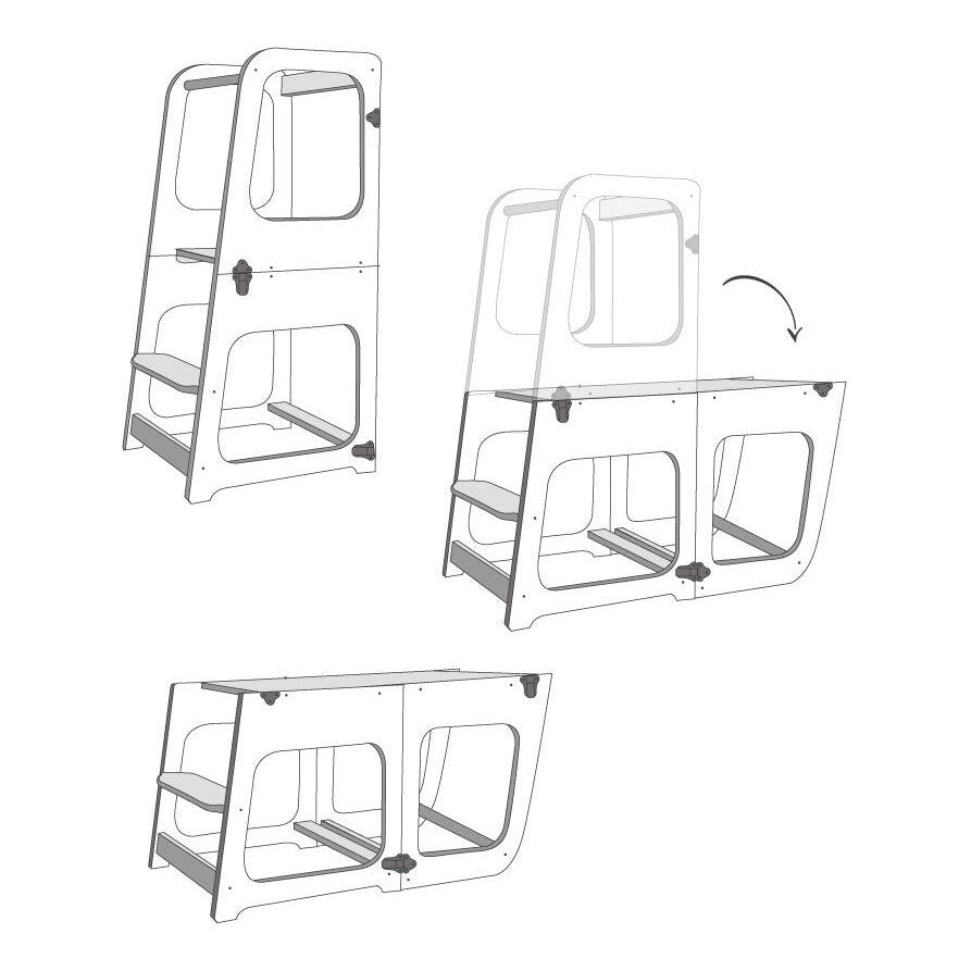 Transformable Kitchen Tower / Table & Chair