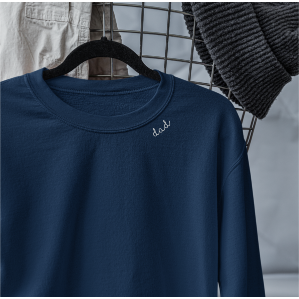 Embroidered Collar Organic Cotton Sweatshirt "Dad"