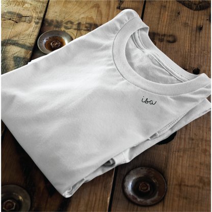 Embroidered Collar Organic Cotton T-shirt "Isa" (EE)