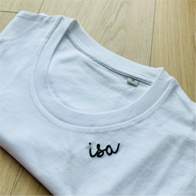 Embroidered Collar Organic Cotton T-shirt "Isa" (EE)