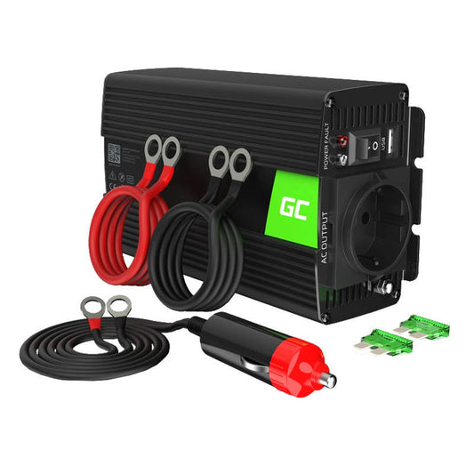Voltage converter Green Cell Inverter 12V / 230V 300W/600W (modified sine wave) - Kotikauppa