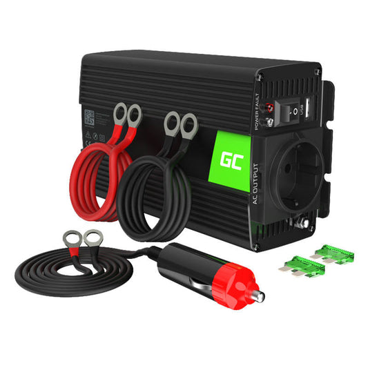 Voltage converter Green Cell Inwerter 12V / 230V 500W/1000W (pure sine wave) - Kotikauppa