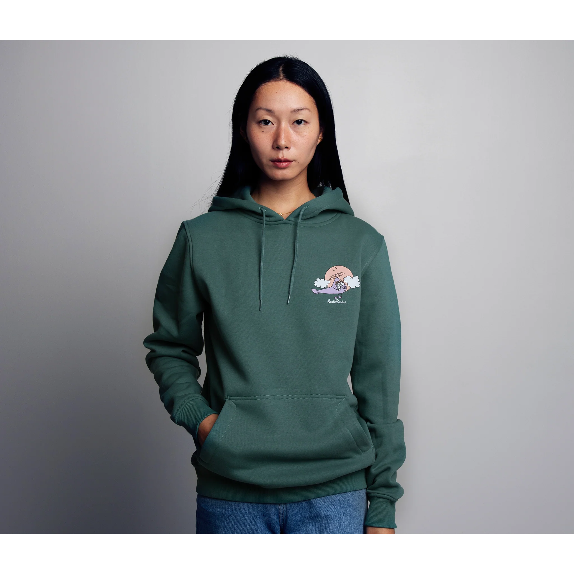Organic Premium Hoodie Moominhouse - Green