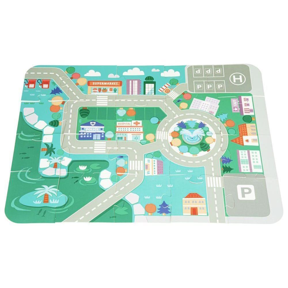 Wooden Blocks + Base City Set, 121 Pieces - Kotikauppa