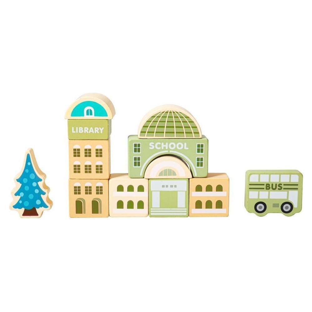 Wooden Blocks + Base City Set, 121 Pieces - Kotikauppa