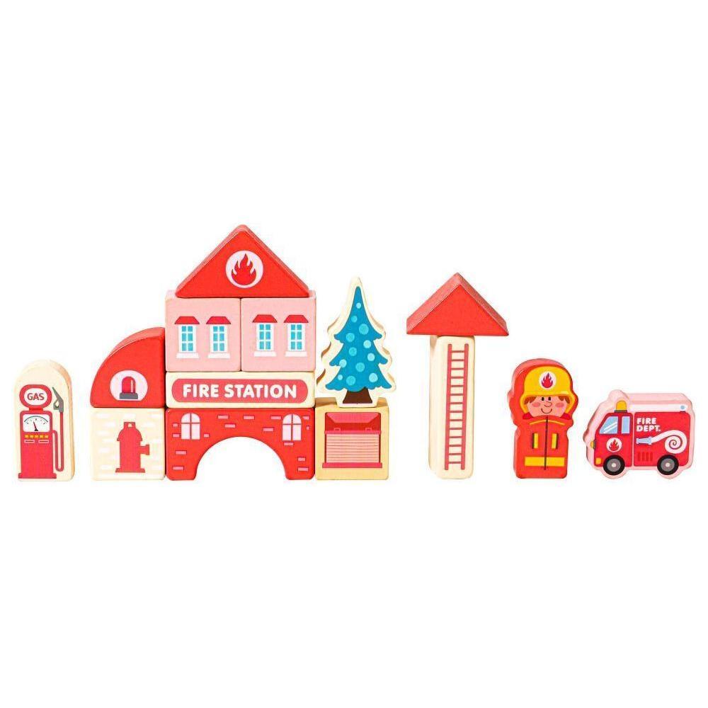 Wooden Blocks + Base City Set, 121 Pieces - Kotikauppa