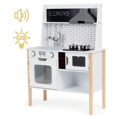 Wooden Play Kitchen with Sound and Light - Kotikauppa