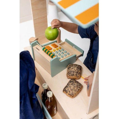 Wooden Store Cash Register with Accessories - Kotikauppa
