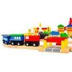 Wooden Train Set, 90 Pieces - Kotikauppa