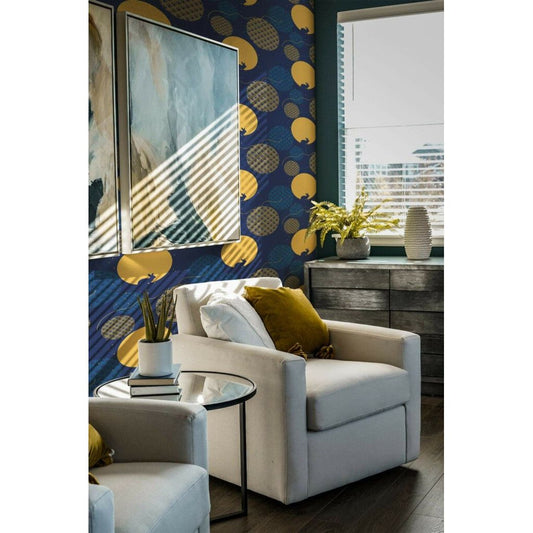 Yellow and blue chinoiserie abstract (itseliimautuva) - Kotikauppa