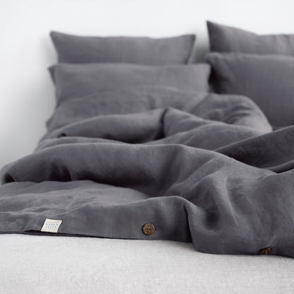 Pellava pussilakanasetti - Dark Grey (Parivuode) - Linen Tales