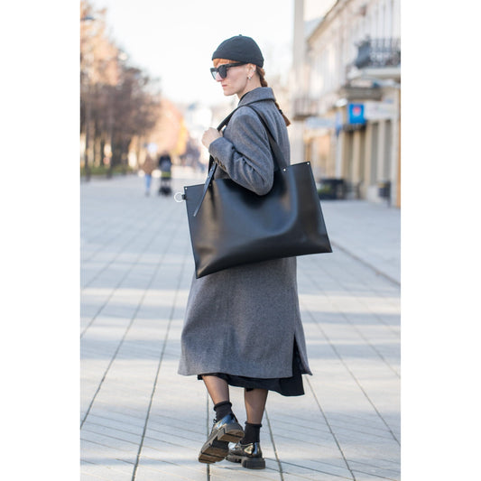 Large Handbag Adele - Genuine Black Leather