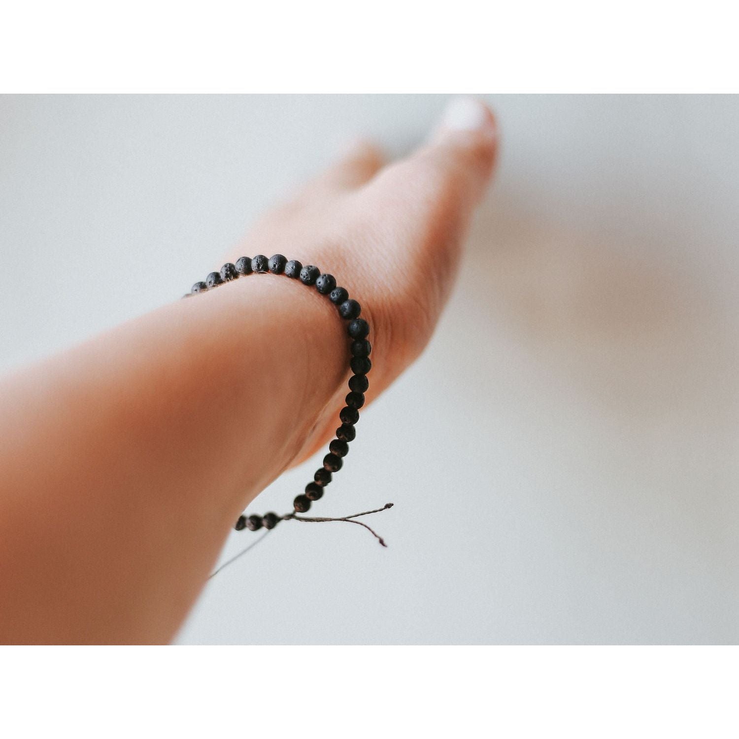 Adjustable 4mm Minimalist Lava Stone Bracelet