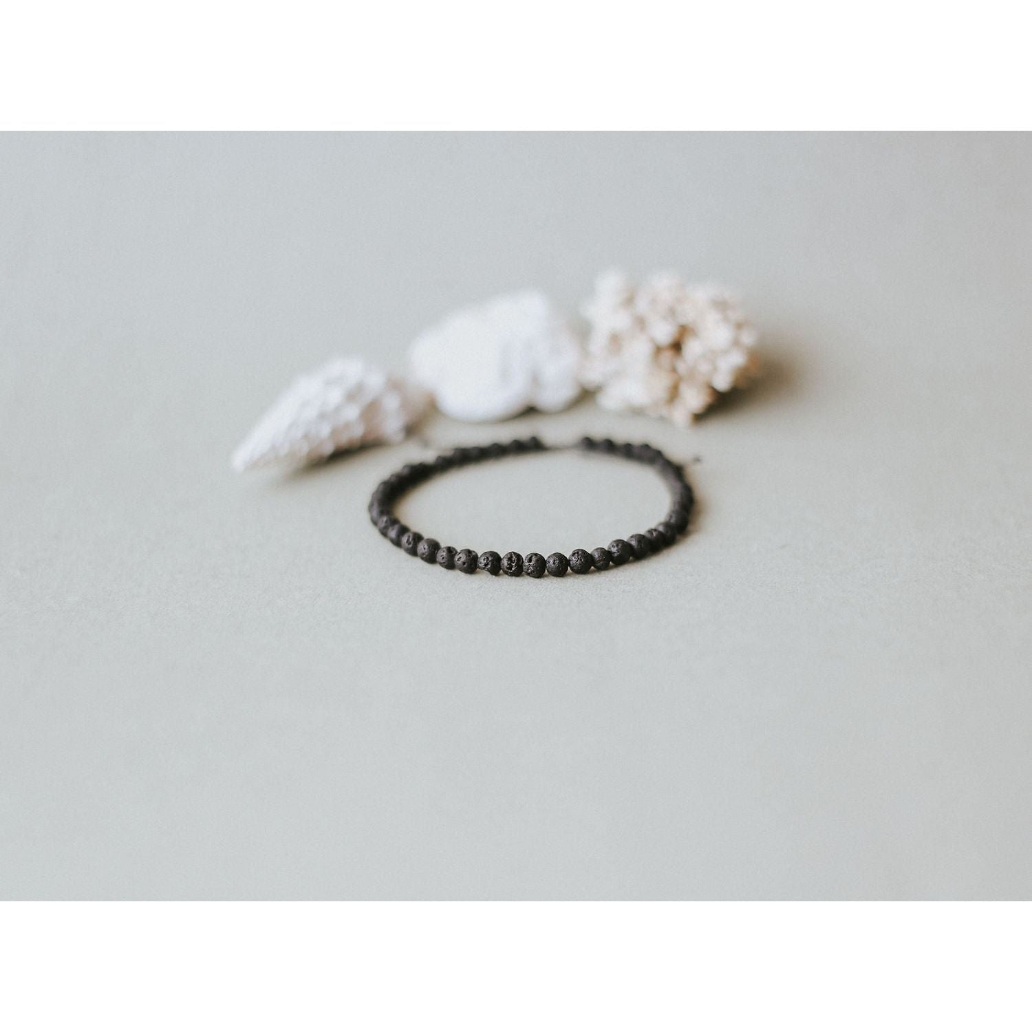 Adjustable 4mm Minimalist Lava Stone Bracelet