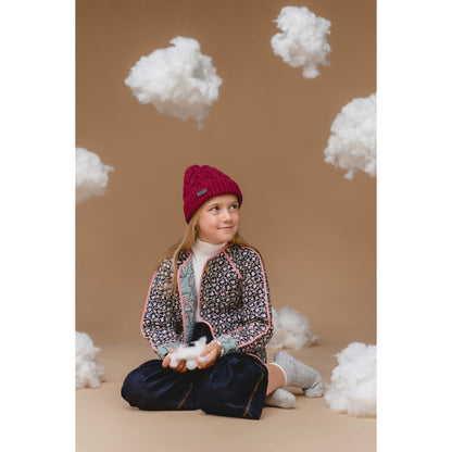 100% Baby Alpaca Cable Hat for Kids - Mulberry
