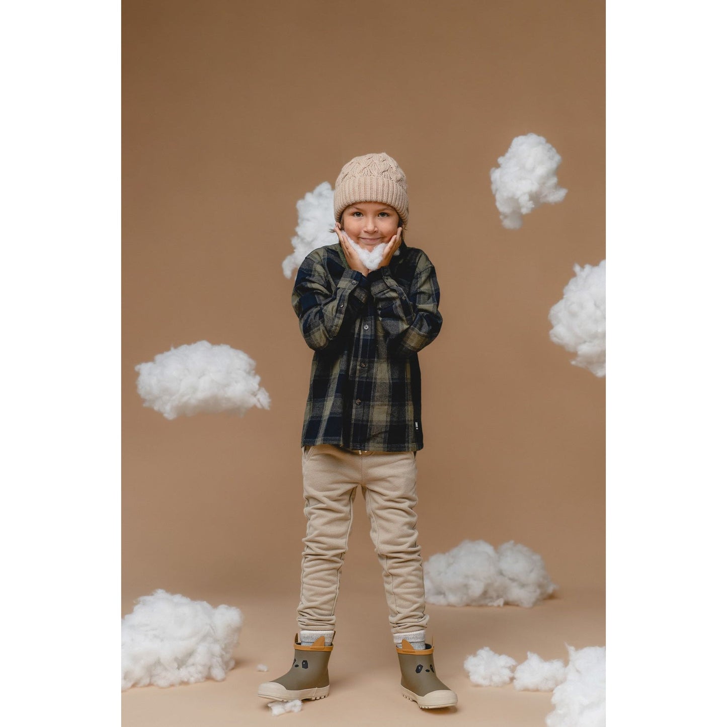 100% Baby Alpaca Cable Hat for Kids - Wheat