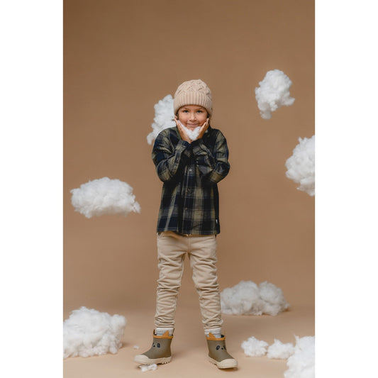 100% Baby Alpaca Cable Hat for Kids - Wheat