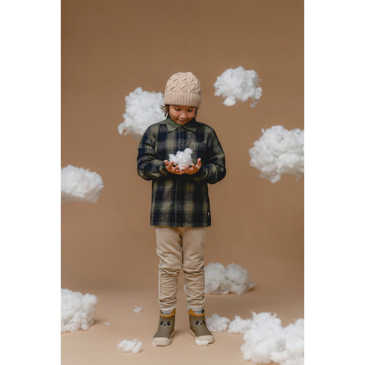 100% Baby Alpaca Cable Hat for Kids - Wheat