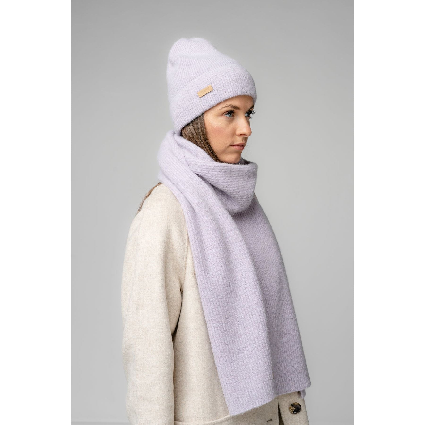 Natural Baby Alpaca and Merino Wool Light Fisherman's Rib Scarf