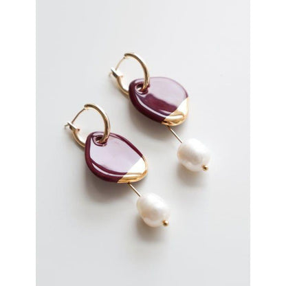 Arp Pearl And Porcelain Earrings - Burgundy