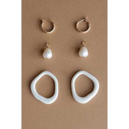 Arp Pearl and Porcelain Hoops - Dark Green