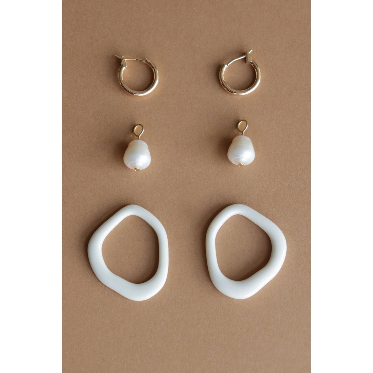 Arp Pearl and Porcelain Hoops - Black