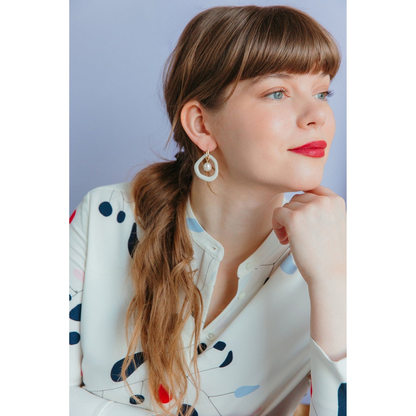 Arp Pearl and Porcelain Hoops - White