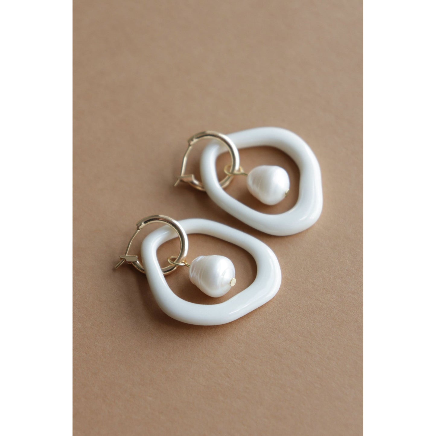 Arp Pearl and Porcelain Hoops - White