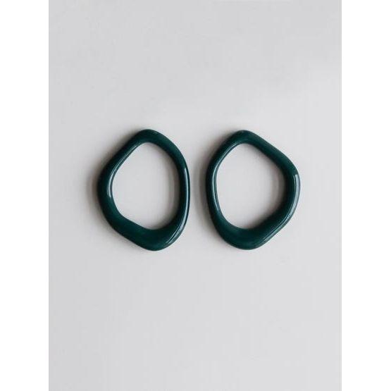 Arp Pearl and Porcelain Hoops - Dark Green