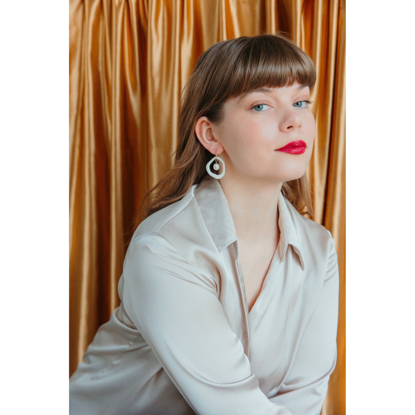 Arp Pearl and Porcelain Hoops - White