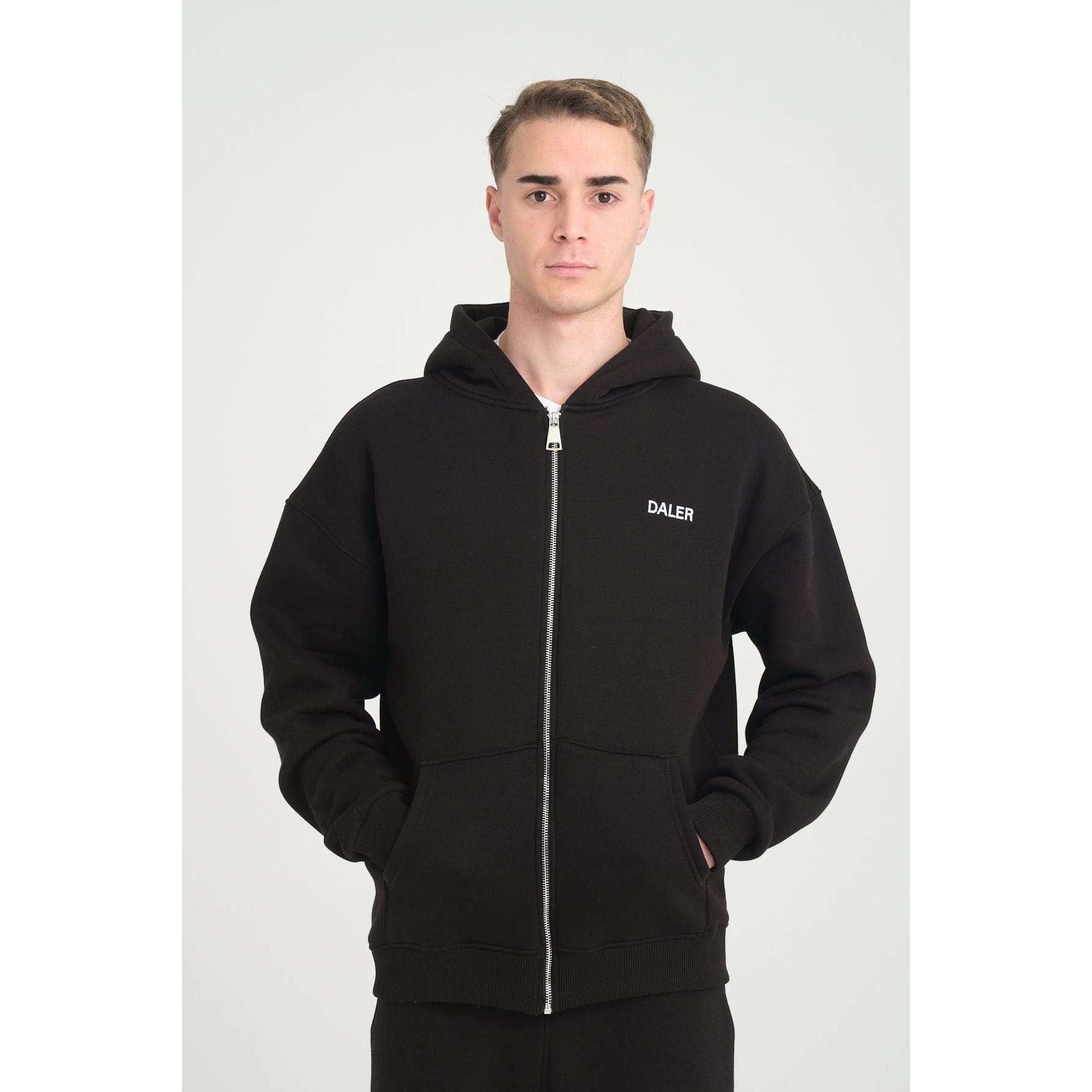 Basic Heavyweight Zipper Hoodie - Black