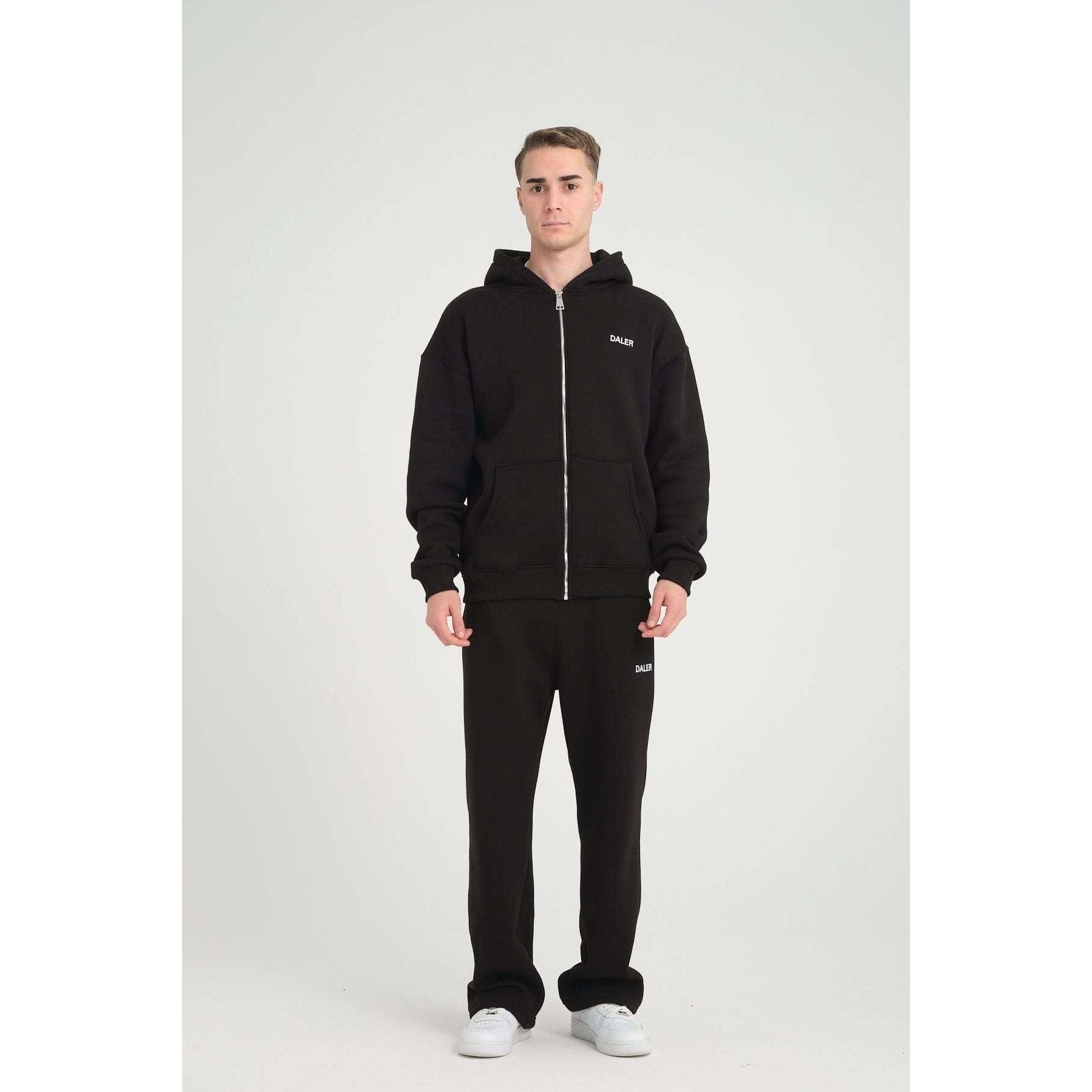 Basic Heavyweight Zipper Hoodie - Black
