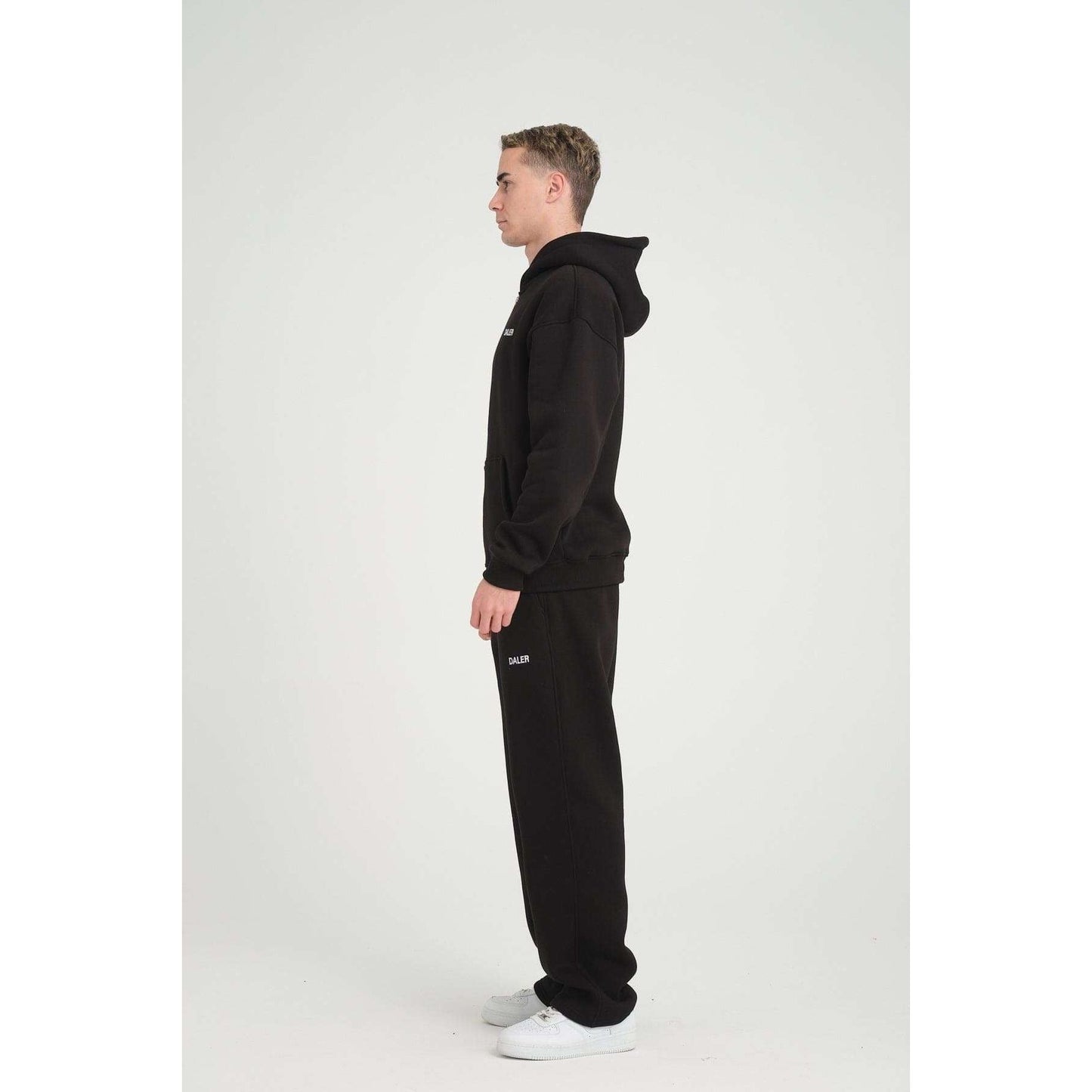 Basic Heavyweight Zipper Hoodie - Black