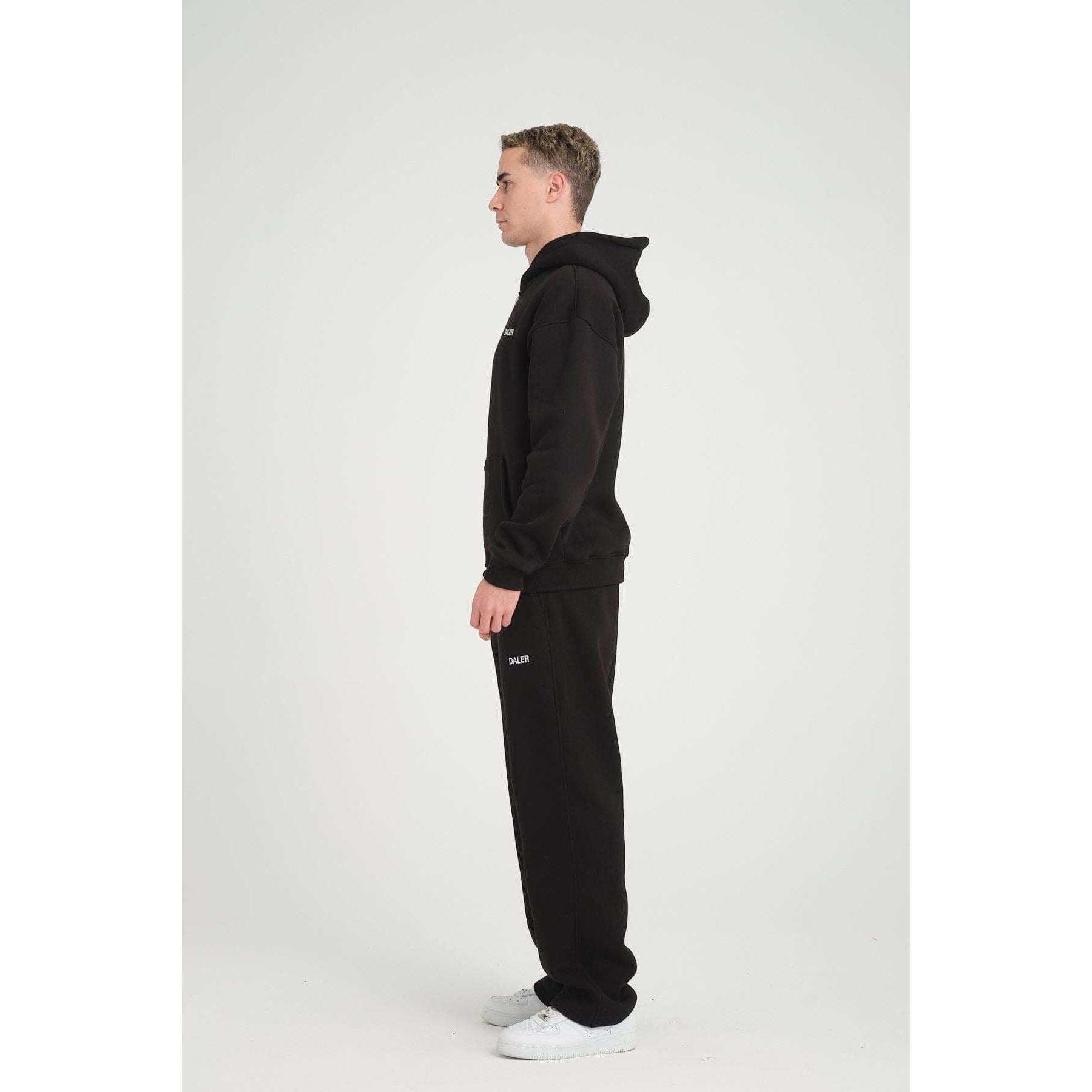 Basic Heavyweight Zipper Hoodie - Black