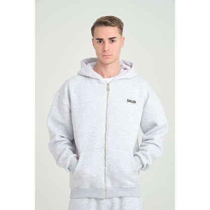Basic Heavyweight Zipper Hoodie - Grey Melange