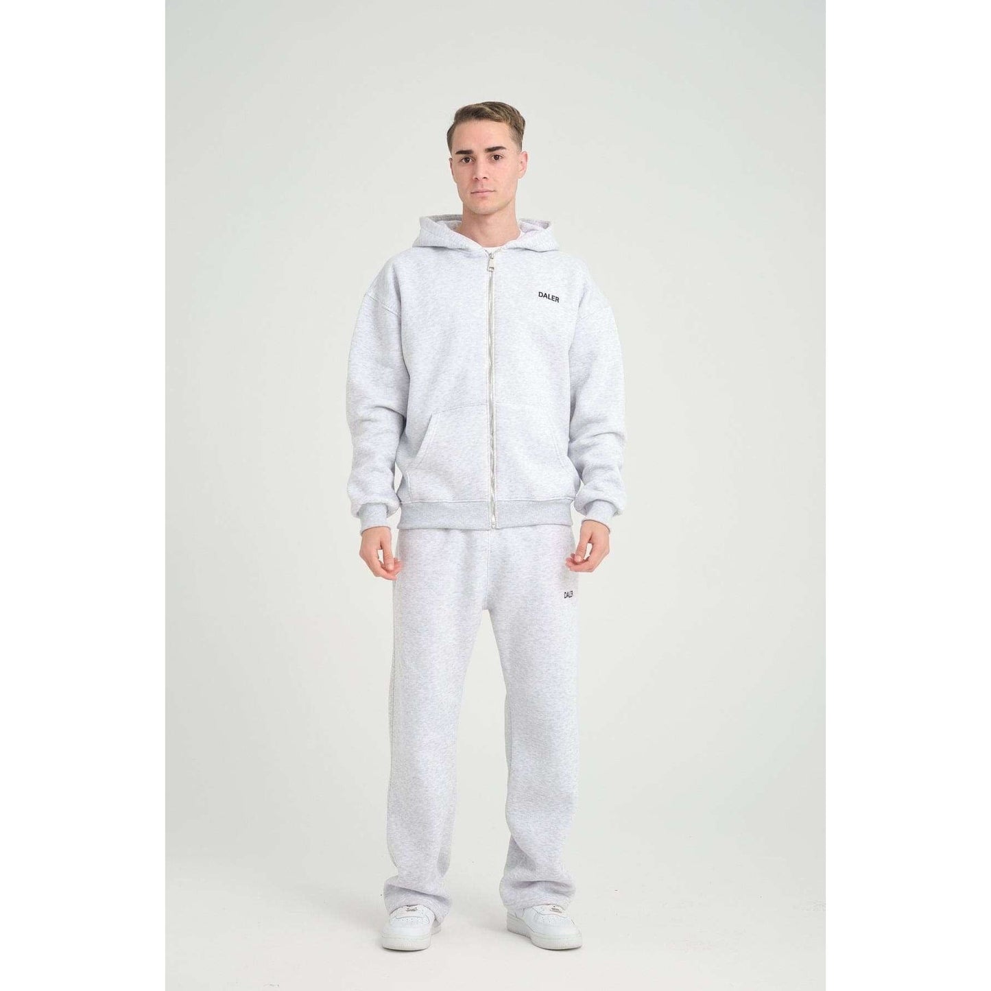 Basic Heavyweight Zipper Hoodie - Grey Melange